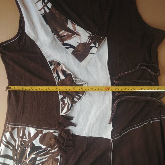 Jane & John brown white patchwork linen dress lagenlook size XL - Picture 14 of 15